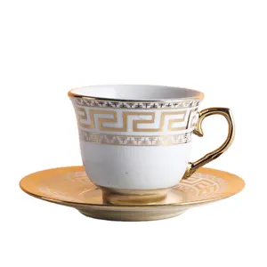 各种图案骨瓷茶杯茶碟套装花卉茶杯和茶碟配金框茶具陶瓷咖啡杯花卉