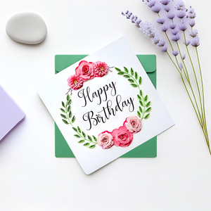 การ์ดอวยพรวันเกิดสุขสันต์วันเกิดจากกระดาษเวียดนามทำด้วยมือพร้อมศิลปะยกดอกไม้นูน3D หรูหรา - Product Image 3