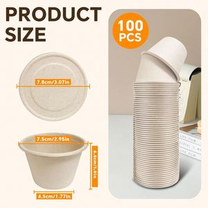 Wholesale Biodegradable Sugarcane Bagasse Pulp Paper Single Wall <b>Disposable</b> Party <b>Cups</b> with PS Lids to Go Containers - Product Image 2