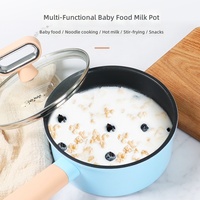 Casserole antiadhésive de 16 cm avec couvercle en verre, casserole de qualité alimentaire pour la nourriture pour bébés