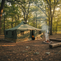 Meilleure tente Ripstop en toile vert armée, une chambre, quatre saisons, résistante à l'eau, avec poteaux en acier, garantie 2 ans, grande taille, certifiée ISO9001, pour le camping