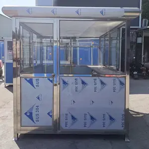 Booth Penjaga Baja Tahan Karat Portabel Keamanan Luar Ruangan Ukuran Kustom Panel Sandwich Rumah Penjaga Kedap Suara