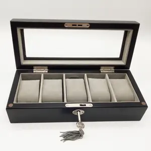 Individuelles Logo 6 12 24 Slots Luxus-Geschenkverpackung aus Holz Uhren-Späne-Schachtel Uhrenetui Armband-Vorführbox