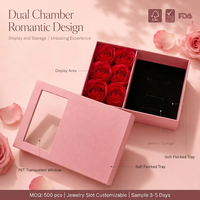 Boîte à bijoux en forme de rose avec couvercle fenêtré floqué OEM ODM |   FSC BRC FDA |   Boîte cadeau romantique MOQ500