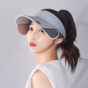 Adjustable Brim Sun Protection Visor Cap Unisex Breathable Flat Brim For Outdoor Activities Summer Use - Product Image 2