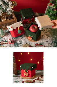 Kotak Hadiah Natal Buatan Tangan DIY, Kotak Apel Malam Natal, Kotak Kubus Persegi Tebal Berkualitas Tinggi dengan Pita - Product Image 5