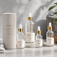 Flacon compte-gouttes en verre givré de luxe personnalisé avec logo, 5ml, 10ml, 15ml, 20ml, 30ml, 50ml, 100ml, pour sérum, emballage en gros pour soins de la peau, OEM