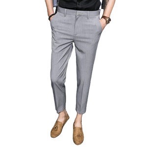 Vente chaude hommes affaires mince neuf points pantalon été Anti-rides jambe droite sens avancé pantalons décontractés hommes - Product Image 1