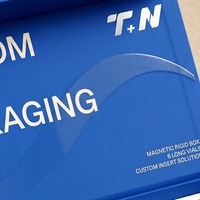 Boîte rigide en carton magnétique bleu moyen personnalisée pour 6 flacons de peptides, avec doublure en éponge, impression offset, pour usage en soins personnels