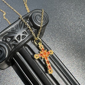 Collana retrò 18K PVD placcato in <span class=keywords><strong>oro</strong></span> chiaro con zircone incrociato alla moda a catena in acciaio inossidabile con croce in zirconio cubico - Product Image 4