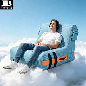 Fauteuil-lit gonflable de luxe à pois, ergonomique, flottant, pour extérieur, avec poche porte-boissons, pour jardin et cour. - Product Image 4