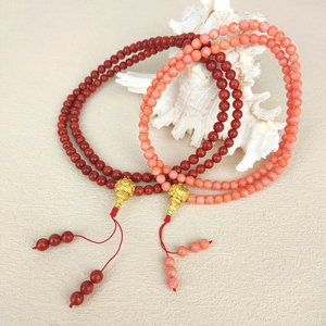 Novedades 2025 Collar Italiano Grande de Coral Auténtico con Piedras Preciosas Cuentas Redondas de 5MM de Coral Naranja y Borla Larga de 34'' - Product Image 4