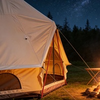 Yurt familial quatre saisons, type étendu, grand espace, tente de camping de voyage haute performance, ventilée, en tissu polycoton robuste et renforcé, avec lit.