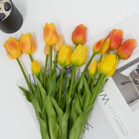 Bunga Tulip Artificial 46cm Sentuhan Realistis dari Karet Lembut 5 Tangkai, Laris untuk Dekorasi Rumah dan Pernikahan