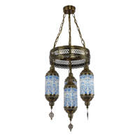 Lustre en verre teinté en mosaïque turque-bohème galvanisé avec de nouveaux lustres et suspensions en bronze galvanisé