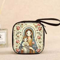 Étui pour chapelet catholique, sac pour perles de prière, Famille Sainte, Vierge Marie, Sacré-Cœur de Jésus, Art populaire, Étui pour chapelet catholique