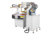 Machine de scellage automatique de blisters avec double manipulateur rotatif pour emballages en PVC et PET