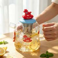 Bouilloire à eau froide en verre borosilicate haute résistance, grande capacité, esthétique classique, avec paille et design de logo personnalisé