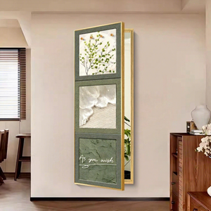 <span class=keywords><strong>Miroir</strong></span> de maquillage LED pleine longueur pour entrée, avec <span class=keywords><strong>porte</strong></span> rabattable, dissimulé, mural, style français vintage, cristal, pour mariage, tactile invisible - Product Image 4