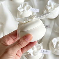 Bougie parfumée personnalisée en cire de soja naturelle, petite, ronde, en gypse, avec décoration florale, pour coffret cadeau de mariage et cadeaux de fête