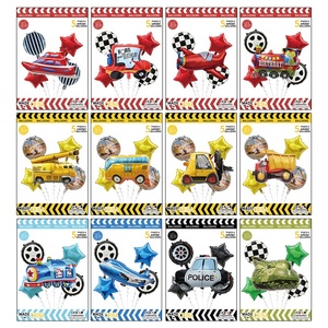 ชุดฟิล์มอลูมิเนียมรถของเล่น5ชิ้น, รถเครนรูปการ์ตูนบอลลูนรถยกรถยก - Product Image 1