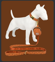 Schattige geprinte hondenhalsband, riem en poepzakjeshouder set, fruit- en hartjespatroon, hondenuitlaatset voor kleine en middelgrote honden en katten