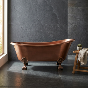Baignoire ovale autoportante de luxe en cuivre à pieds de chaise, marron, pour villas, salles de bain d'hôtels - Indian Home Crafts - Product Image 3