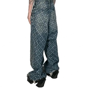 Nueva Llegada, Jeans de Hombre Personalizados con Logotipo, a la Moda, Casuales, Cómodos, Diseño Y2K, Estampado Láser, Cintura Doble, Pierna Ancha, Holgados - Product Image 4