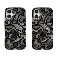 Coque de téléphone antichoc à motif floral en dentelle tendance pour iPhone 12 13 14 15 16 17 Pro Max XR XS Max 15Pro, coque arrière rigide en PC