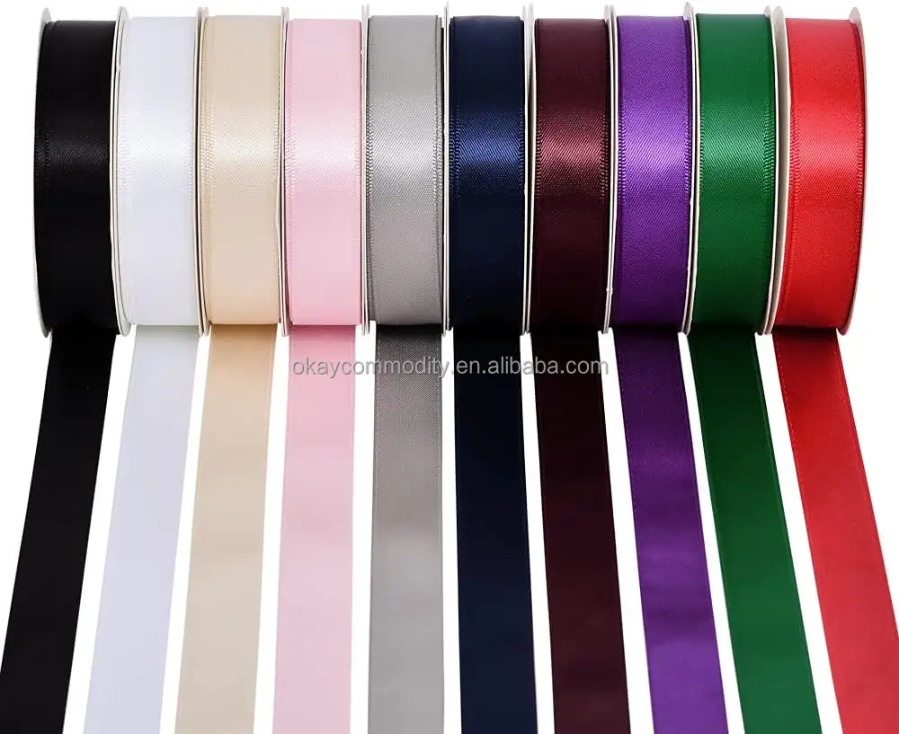 OKAY solide Farbe doppelseitiges Satinband Sortiment für Geschenkverpackung Handwerk Nähen Bogenherstellung