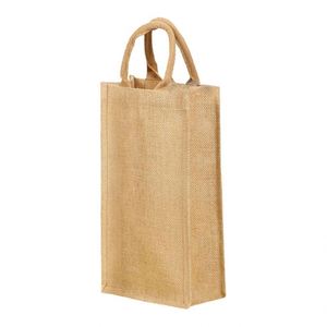 Bolsa de Yute Reutilizable para 2 Botellas de Vino, Ecológica, para Regalos de Boda, Fiesta o Cumpleaños, Venta al Por Mayor - Product Image 1