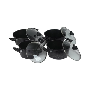 Bộ nồi nấu ăn gia dụng bằng gang đen, gồm nồi nước dùng và nồi súp, có nắp kính - Product Image 4