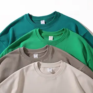 Anpassbares Gewicht 380g gekämmte Baumwolle Drop-Shoulder Loose Solid Color Round Neck Hoodies für Männer und Frauen