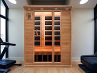 Sauna de Infrarrojos Lejanos de Madera de Hemlock para 3 Personas, Modelo SS-300M, 220-240V, Bajo EMF, Ecológica, para Uso en Interiores
