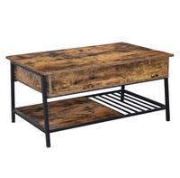 Table basse moderne en bois, petite Table basse avec compartiment caché et étagère réglable pour le salon