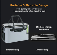 Seau de pêche pliable portable de haute qualité en EVA imperméable 12L, conteneur pliable pour poissons vivants pour la pêche en plein air