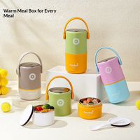 Nouvelle boîte à lunch isotherme à double couche empilable pour enfants, en acier inoxydable, avec poignée, 820 ml