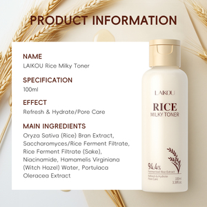 Laikou100ml sản phẩm hữu cơ đa chức năng Toner lỗ chân lông làm giảm hydrat hóa nhẹ nhàng dầu cân bằng làm mới khuôn mặt da gạo Toner - Product Image 3