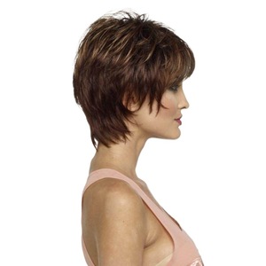 Peluca de Cabello Corto y Liso Marrón para <span class=keywords><strong>Mujer</strong></span>, Estilo Europeo Americano, Voluminoso, Hecho a Máquina, de <span class=keywords><strong>AliExpress</strong></span>, para Compras Transfronterizas - Product Image 3