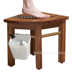 Washington State <b>Wooden</b> Bathroom <b>Stool</b> Customizable Size Wood Grain Color Bath <b>Shower</b> Seat - Product Image 2