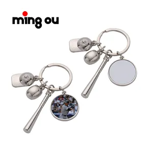 New Style Promotion Gift Souvenir Sublimation Metal Baseball keychain
