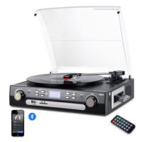   Tocadiscos con Altavoces, Reproductor de Vinilo a MP3 con Reproductor de Casetes, Radio AM/FM, Control Remoto, Codificación USB/SD