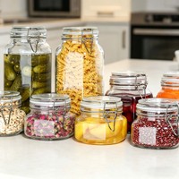 Frascos de Vidrio Herméticos con Tapas de Cierre, Recipientes de Vidrio Transparente para Encurtir, Conservar, Fermentar y Preservar Alimentos