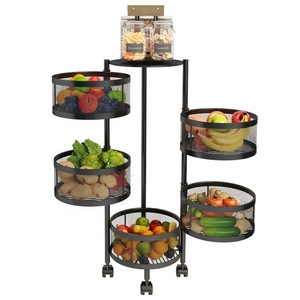 Offre Spéciale mobile cuisine légumes fruits cercle panier avec roues rotatif étagère de stockage des aliments - Product Image 6