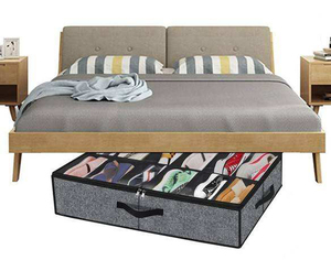 Boîte de rangement sous lit 12 compartiments en tissu, anti-poussière, pour chaussures, transparente, pliable, organisateur de compartiments - Product Image 6