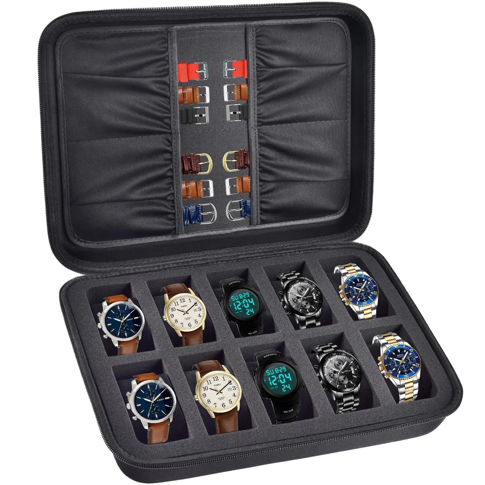 Watch Box Organizer Case 10 Slots Men Women Display Holder Storage Stand Roll 42mm Accessories Pocket for Watch Storage Bag