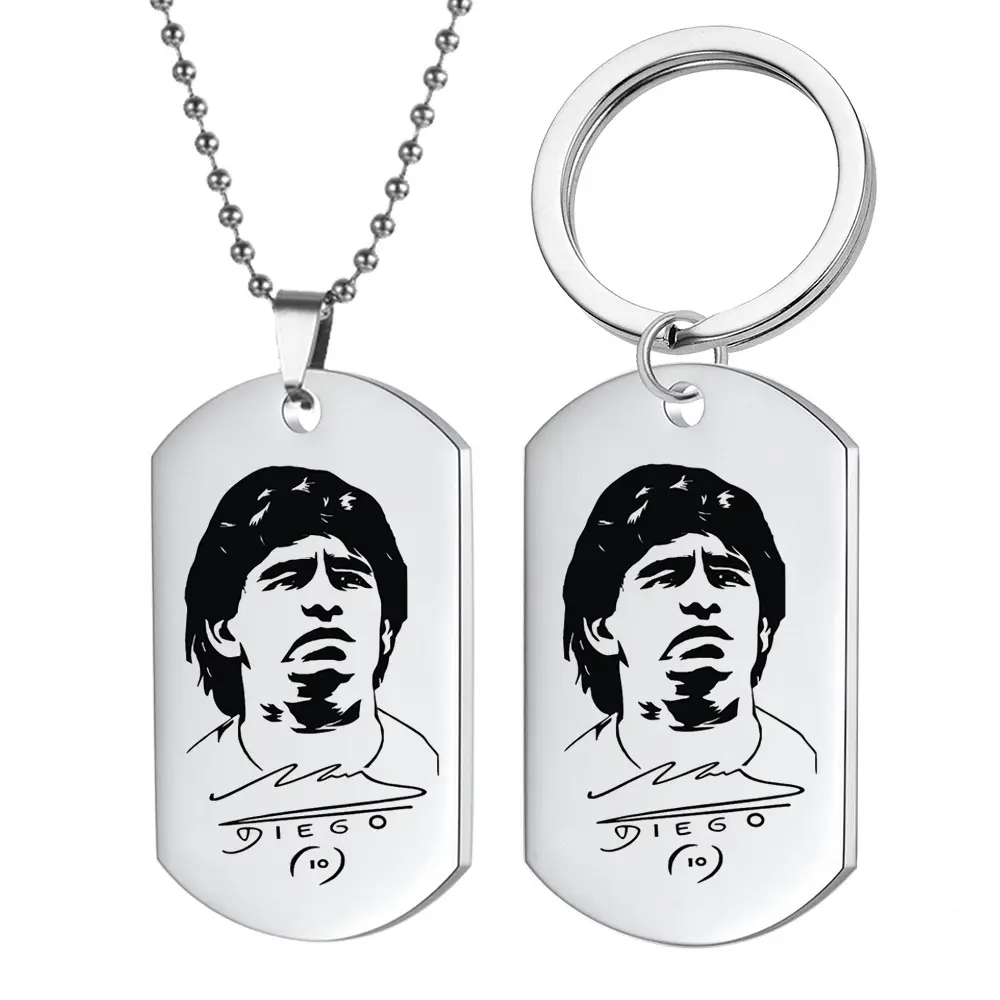 Лидер продаж, футбольный король Maradona, ожерелье из нержавеющей стали с логотипом под заказ, брелок для запоминания Maradona
