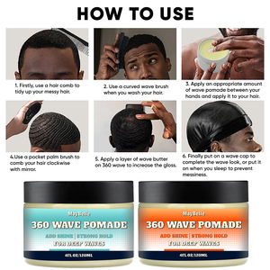 Premium African 360 Hair Wave Building Ingredientes naturales Wave Butter Promover el crecimiento del cabello Wave Pomade - Product Image 5