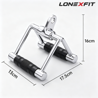 Poignée double D réglable en acier chromé robuste pour barre en V, poignée moletée pour machine de musculation, accessoires de gym