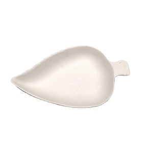 Piatto per salsa di canna da zucchero di forma irregolare compostabile Mini piatto biodegradabile a forma di foglia piatto da Dessert in polpa di bagassa per salsa - Product Image 1